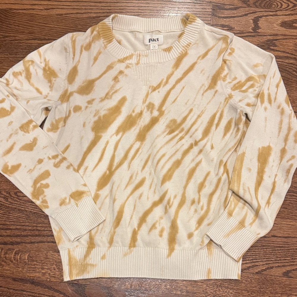 Pact 100% Organic Cotton Tie Dye Sweater Size Medium in Light yellow/Gold